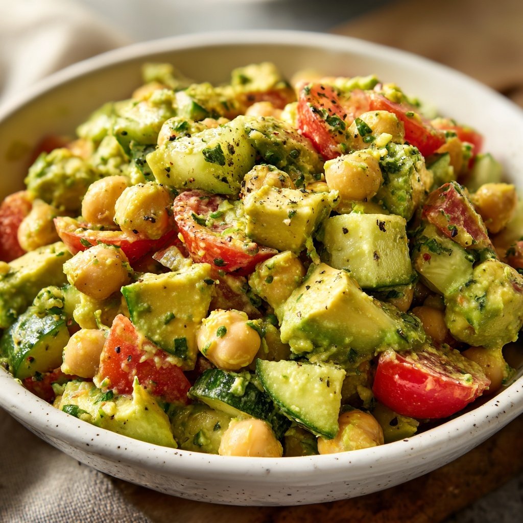 Healthy & Light Avocado Chickpea Salad