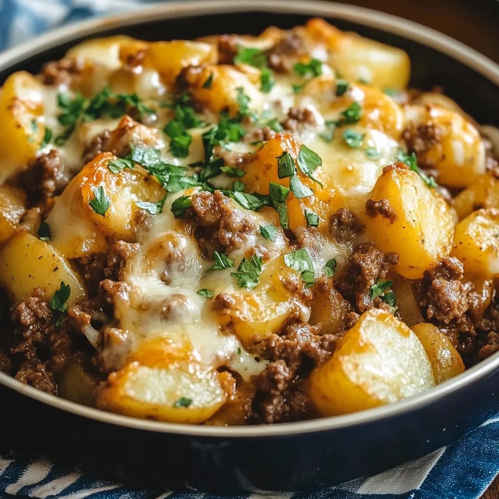Cheesy Ground Beef & Potato Casserole (One-Pan Dinner!)