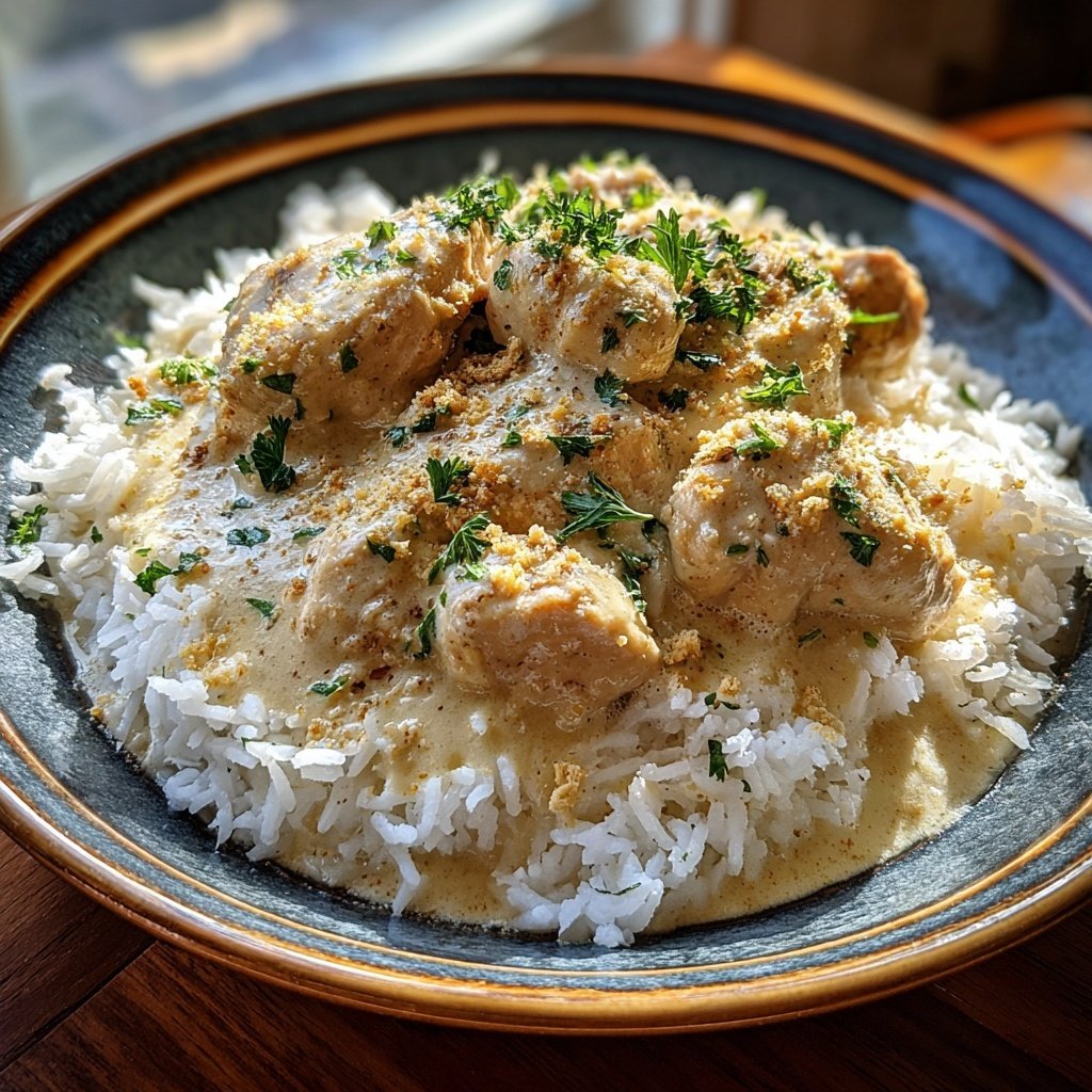 Creamy Garlic Chicken With Rice