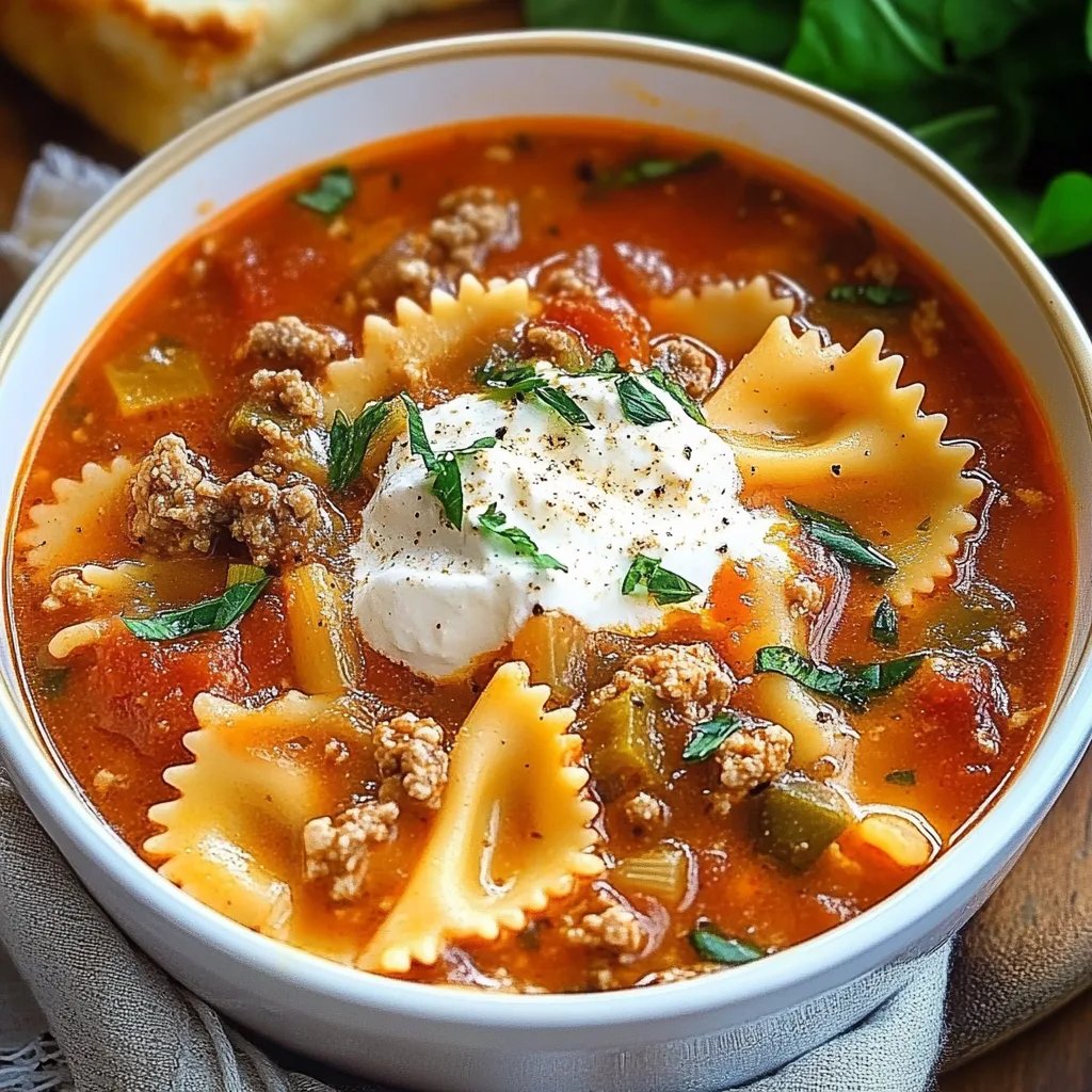 Homemade Lasagna Soup With Bow Tie Pasta