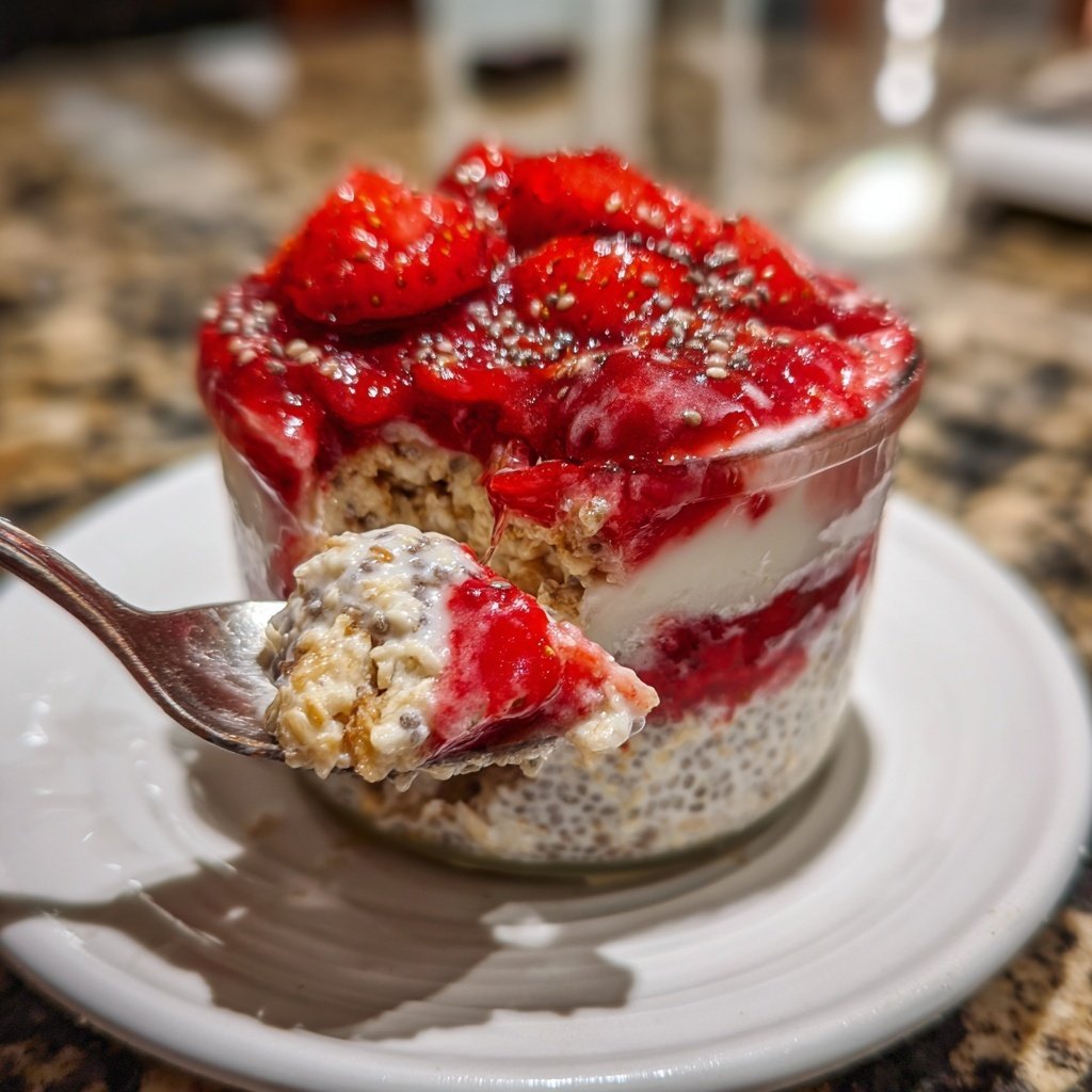 Strawberry Cheesecake Overnight Oats With Chia